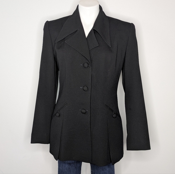 Alberto Makali Jackets & Blazers - Vintage Alberto Makali Black Lace Up Back Button Up Front Suit Dress Jacket 8